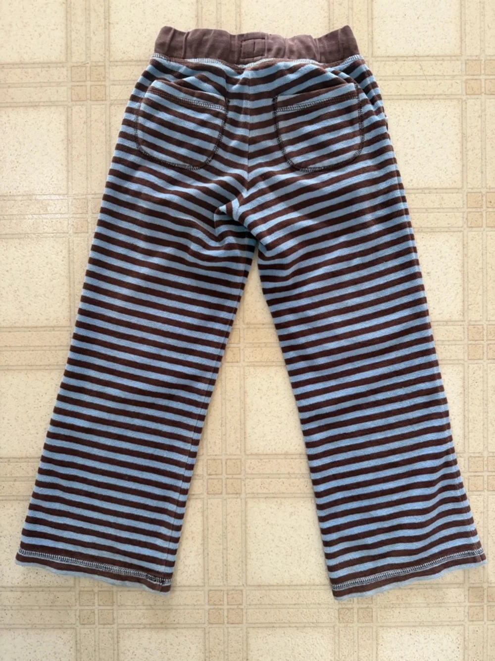 Boden Blue and Brown Striped Terry Velour Pants 4T